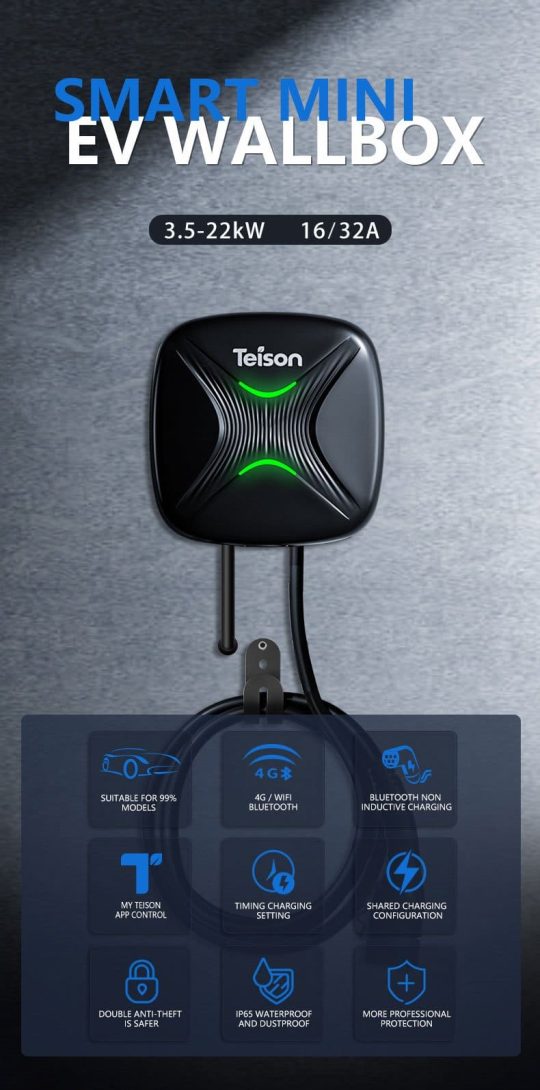 Stacja ładowania firmy TEISON 22 kW, z kablem 4m, T2, z aplikacją na telefon - obrazek 6