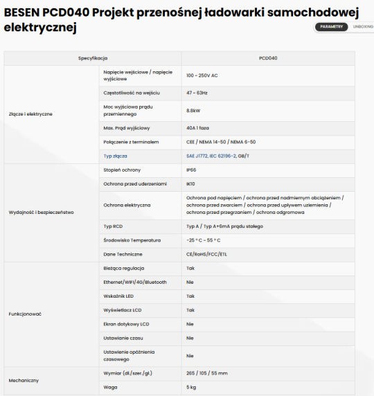 Przenośna ładowarka firmy KHONS, 22kW, kabel 5m, T2, App, Wifi, Bluetooth - obrazek 3